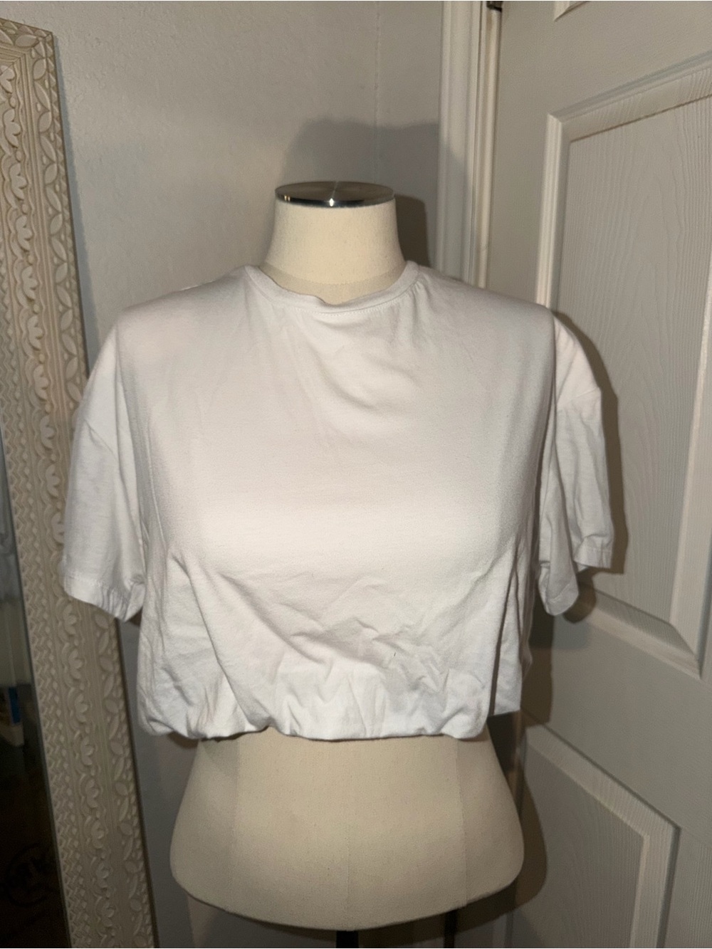 Women's White Cropped Tee - Crew Neck